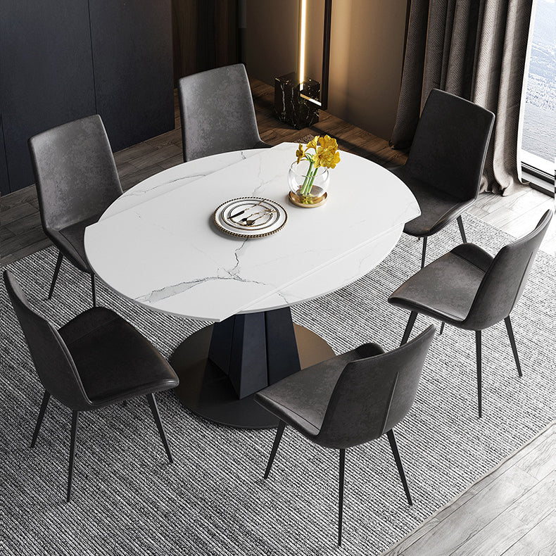Stone Pedestal Table Contemporary Round Drop Leaf Dining Site Table