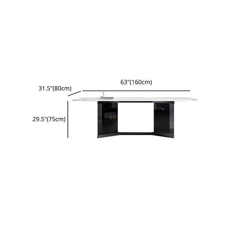 Glass Trestle Base Dining Table Modern Rectangle White Top Dining Room Table