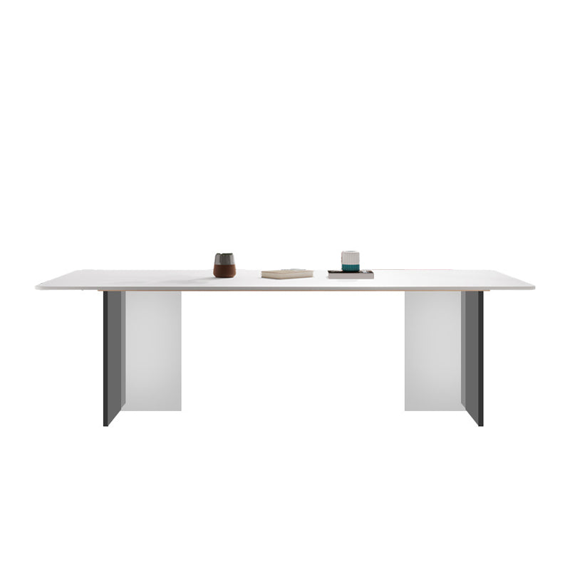 Modern Dining Table with White Stone Rectangle Dining Table for Kitchen