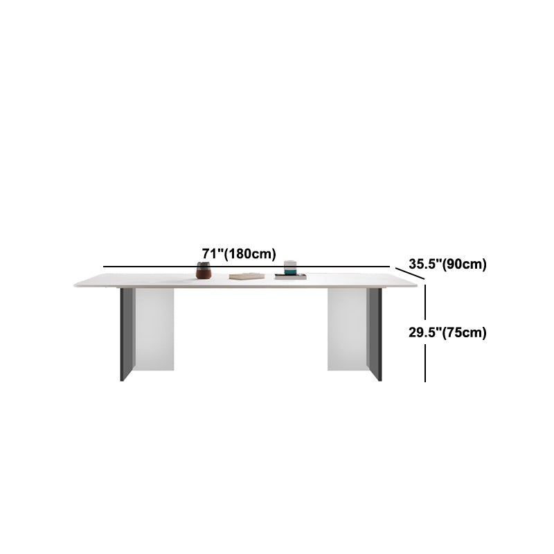 Modern Dining Table with White Stone Rectangle Dining Table for Kitchen
