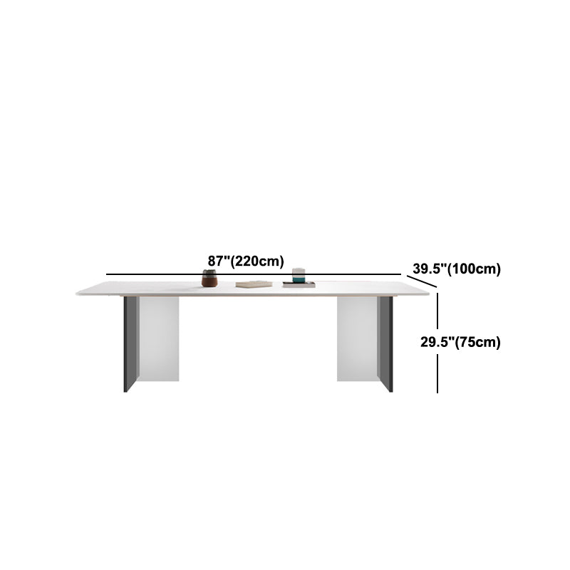 Modern Dining Table with White Stone Rectangle Dining Table for Kitchen