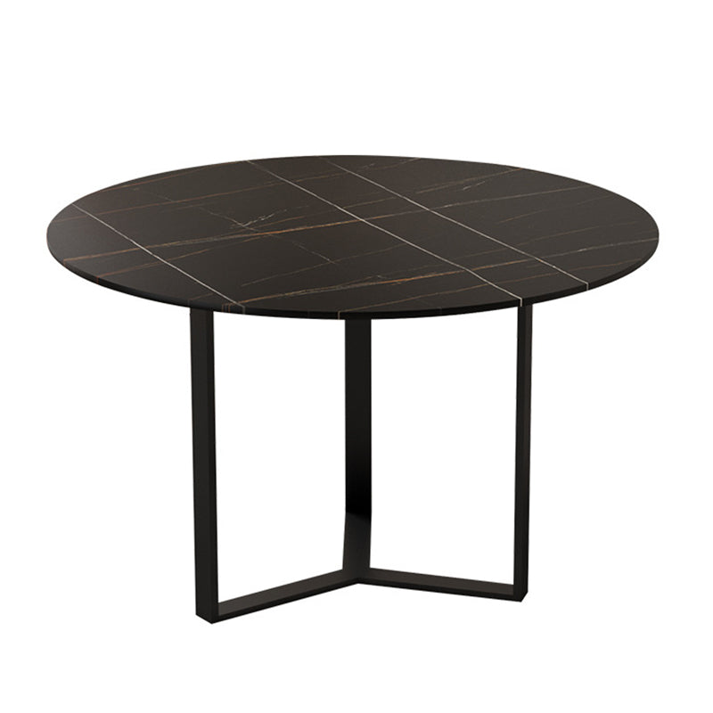 Industrial Iron Dining Table Stone Dining Furniture with Metal Base