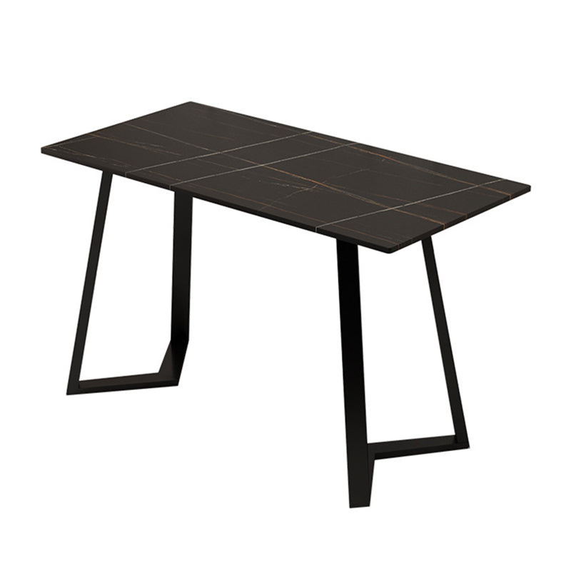 Industrial Iron Dining Table Stone Dining Furniture with Metal Base
