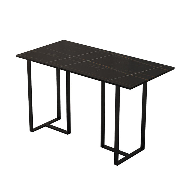Industrial Iron Dining Table Stone Dining Furniture with Metal Base