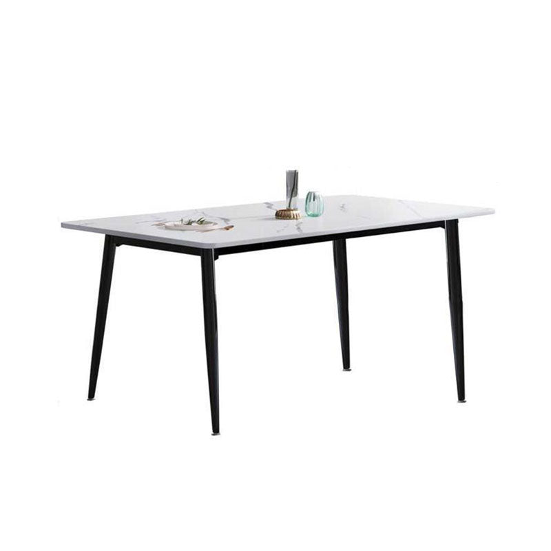 Stone Rectangle Industrial Table Standard Height Dining Table with 4 Legs
