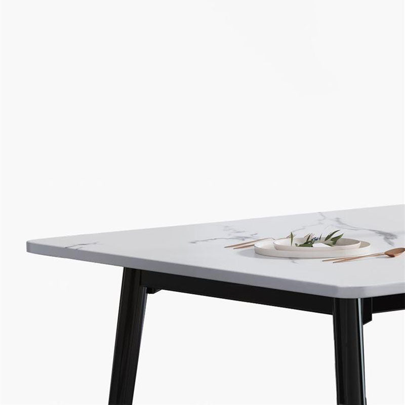 Stone Rectangle Industrial Table Standard Height Dining Table with 4 Legs