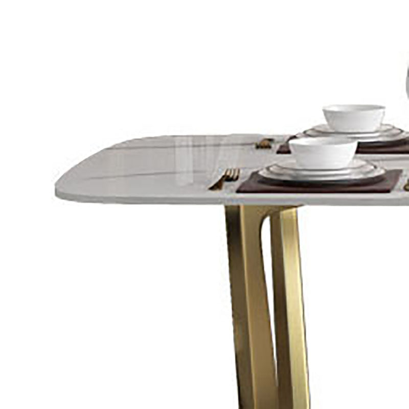 Traditional Luxury Table White Stone Rectangle Dining Table for Home