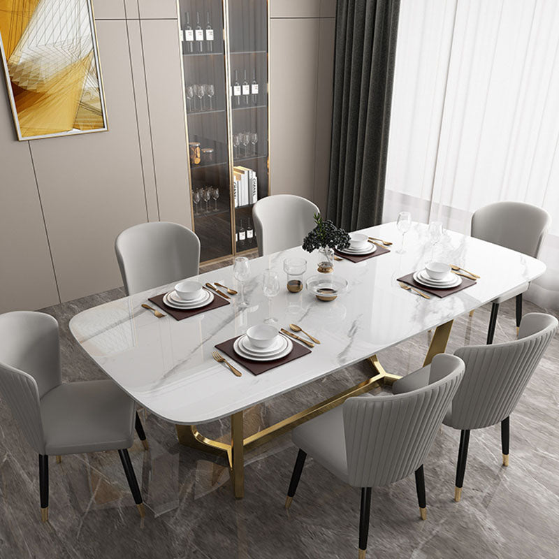 Traditional Luxury Table White Stone Rectangle Dining Table for Home