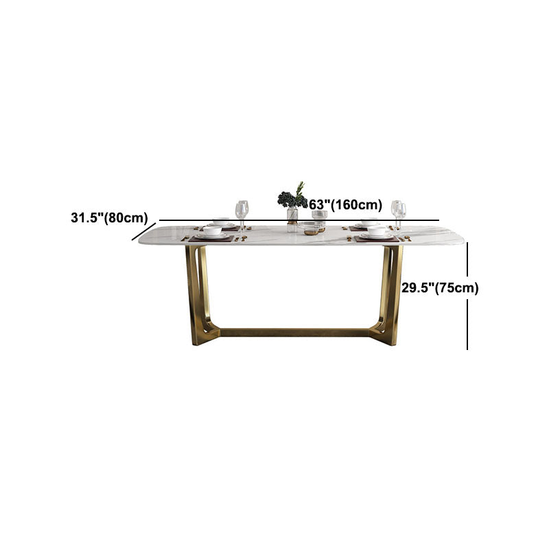 Traditional Luxury Table White Stone Rectangle Dining Table for Home