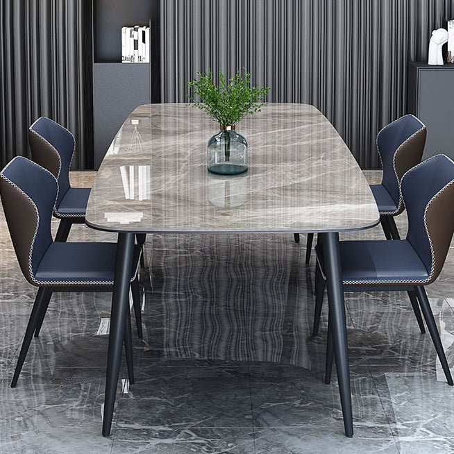 Stone and Steel Dining Table Industrial Grey Dinner Room Kitchen Table
