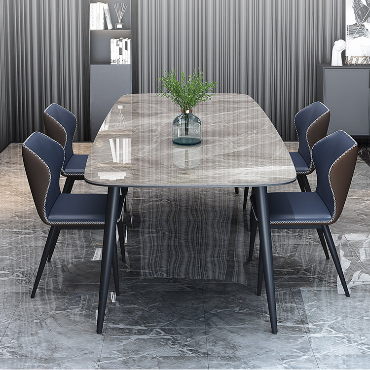 Stone and Steel Dining Table Industrial Grey Dinner Room Kitchen Table