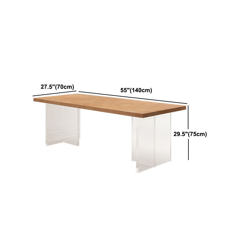 Acrylic Contemporary Rectangular Dining Table Pine Wood Top Table for Dining Room
