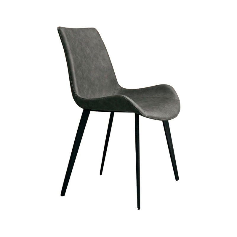 Leather Dining Chairs Industrial Design Solid Back Arm Side Chairs for Kitchen