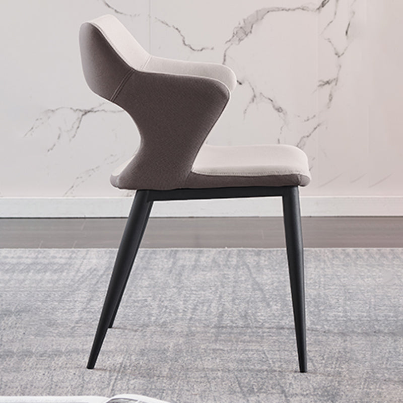 Industrial Dining Room Side Chairs Faux Leather Arm Open Chair for Kitchen