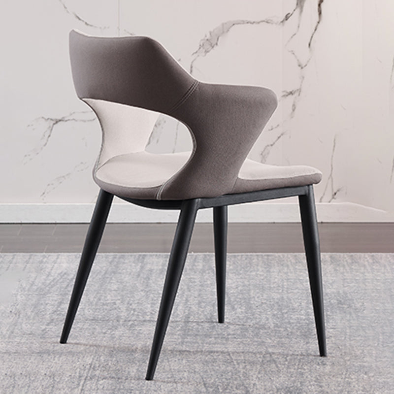 Industrial Dining Room Side Chairs Faux Leather Arm Open Chair for Kitchen