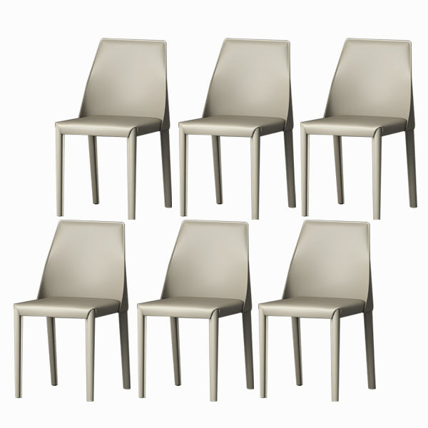 Modern Low Back Dining Chair Faux Leather Armless Dining Side Chair