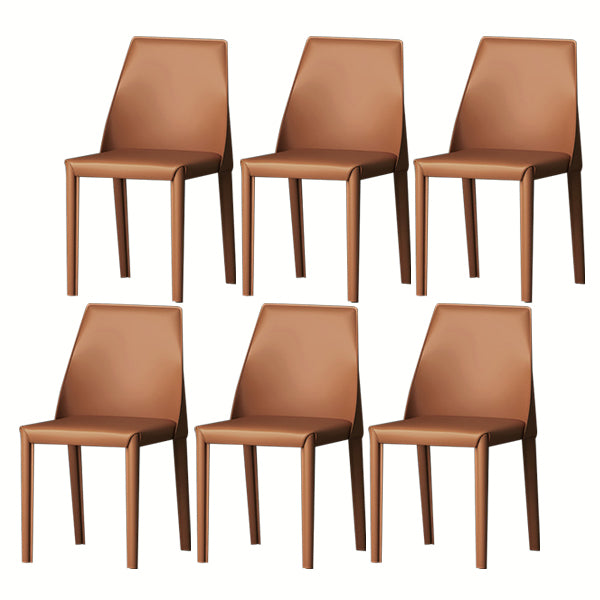 Modern Low Back Dining Chair Faux Leather Armless Dining Side Chair
