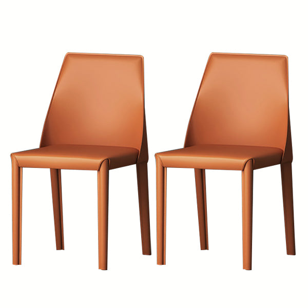 Modern Low Back Dining Chair Faux Leather Armless Dining Side Chair