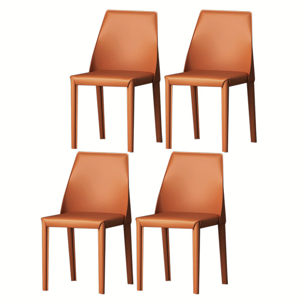 Modern Low Back Dining Chair Faux Leather Armless Dining Side Chair