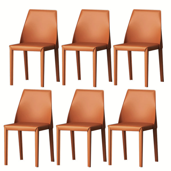 Modern Low Back Dining Chair Faux Leather Armless Dining Side Chair