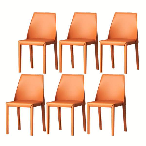 Modern Low Back Dining Chair Faux Leather Armless Dining Side Chair