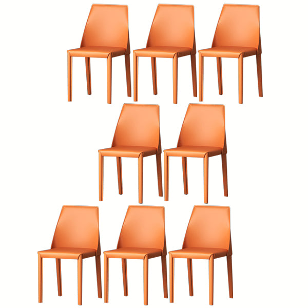 Modern Low Back Dining Chair Faux Leather Armless Dining Side Chair