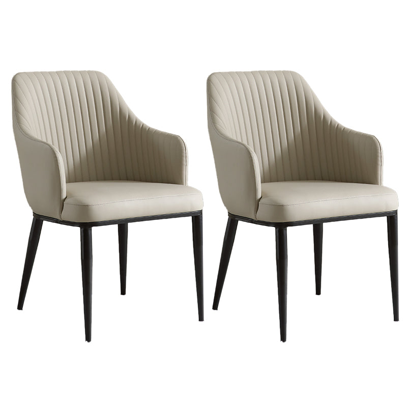 Contemporary Arm Dining Chairs Faux Leather Parsons Dining Side Chair