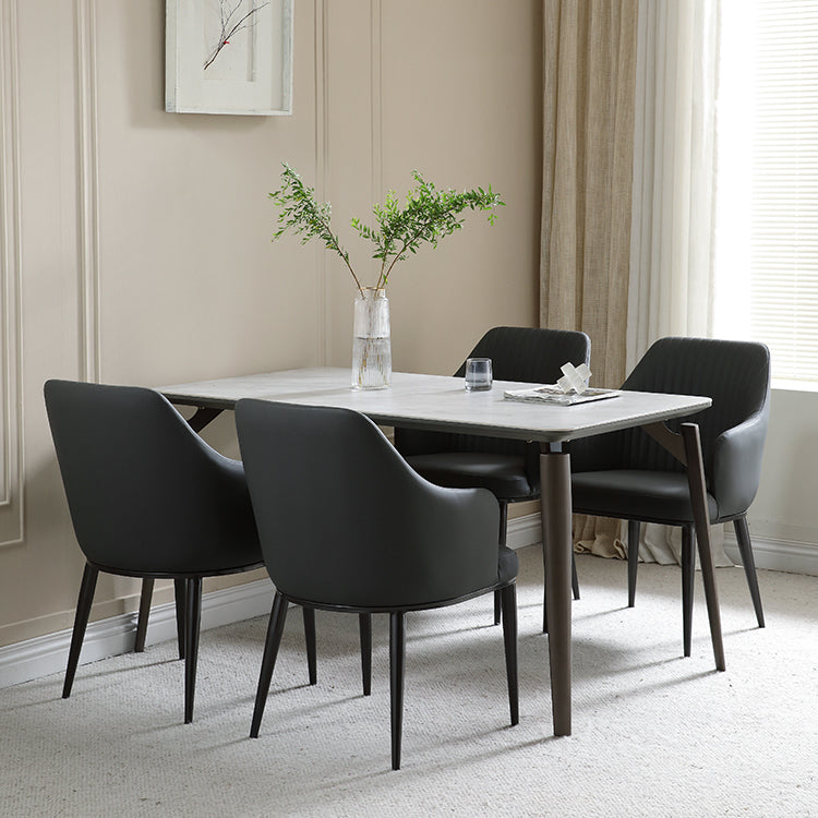 Contemporary Arm Dining Chairs Faux Leather Parsons Dining Side Chair