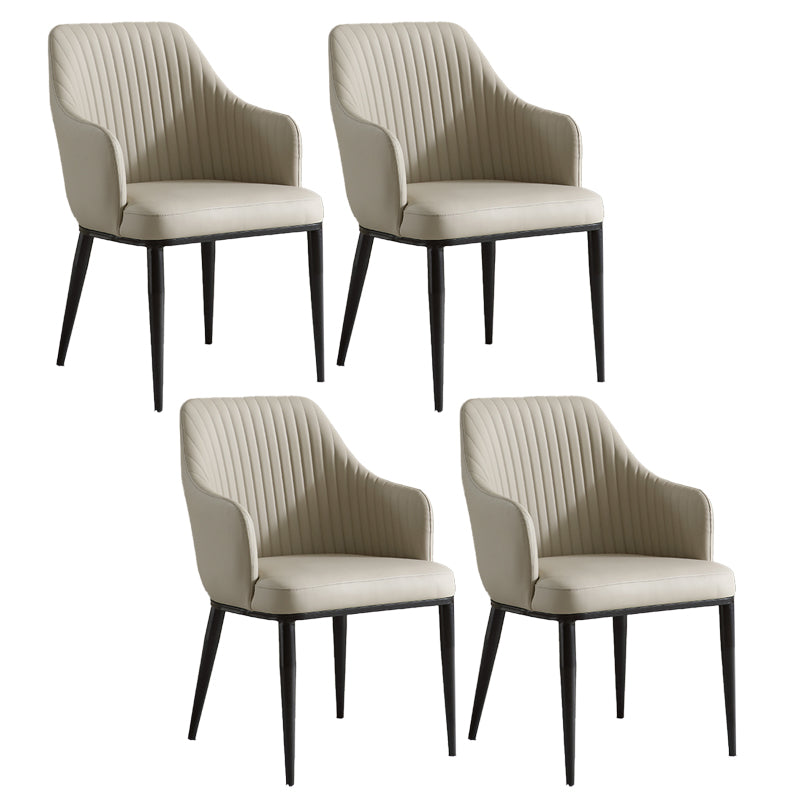 Contemporary Arm Dining Chairs Faux Leather Parsons Dining Side Chair