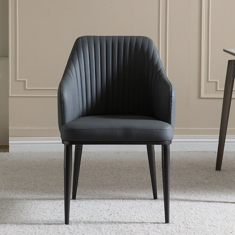 Contemporary Arm Dining Chairs Faux Leather Parsons Dining Side Chair