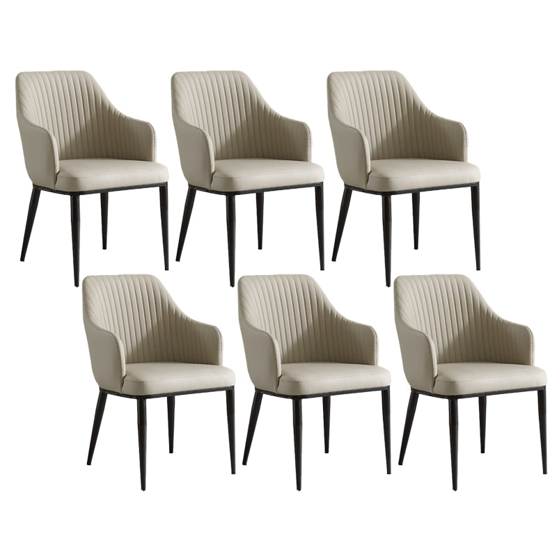 Contemporary Arm Dining Chairs Faux Leather Parsons Dining Side Chair