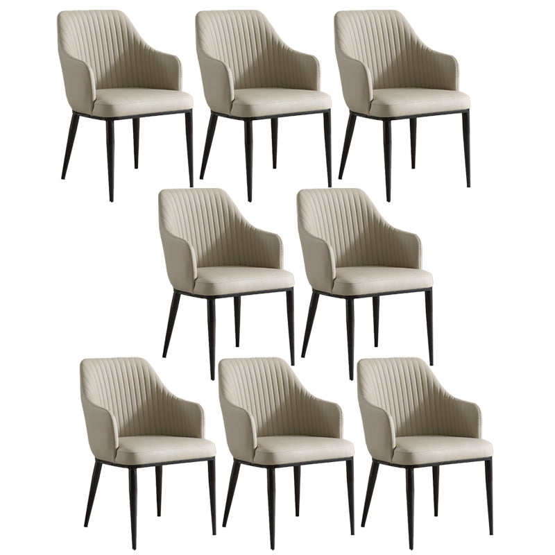 Contemporary Arm Dining Chairs Faux Leather Parsons Dining Side Chair