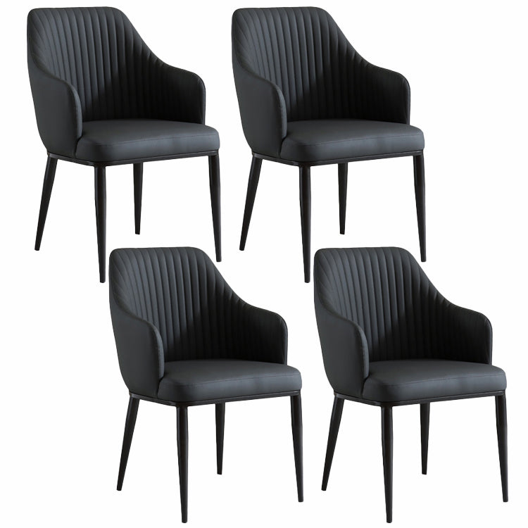 Contemporary Arm Dining Chairs Faux Leather Parsons Dining Side Chair