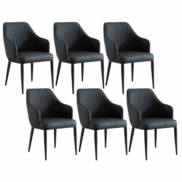 Contemporary Arm Dining Chairs Faux Leather Parsons Dining Side Chair