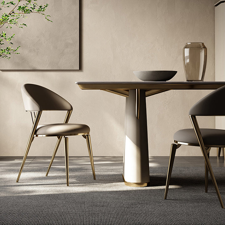 Glam Style Armless Dining Chairs Faux Leather Open Back Dining Side Chair