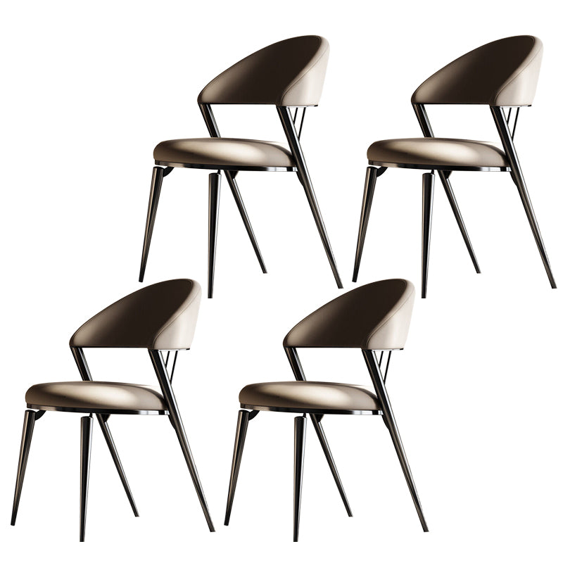 Glam Style Armless Dining Chairs Faux Leather Open Back Dining Side Chair