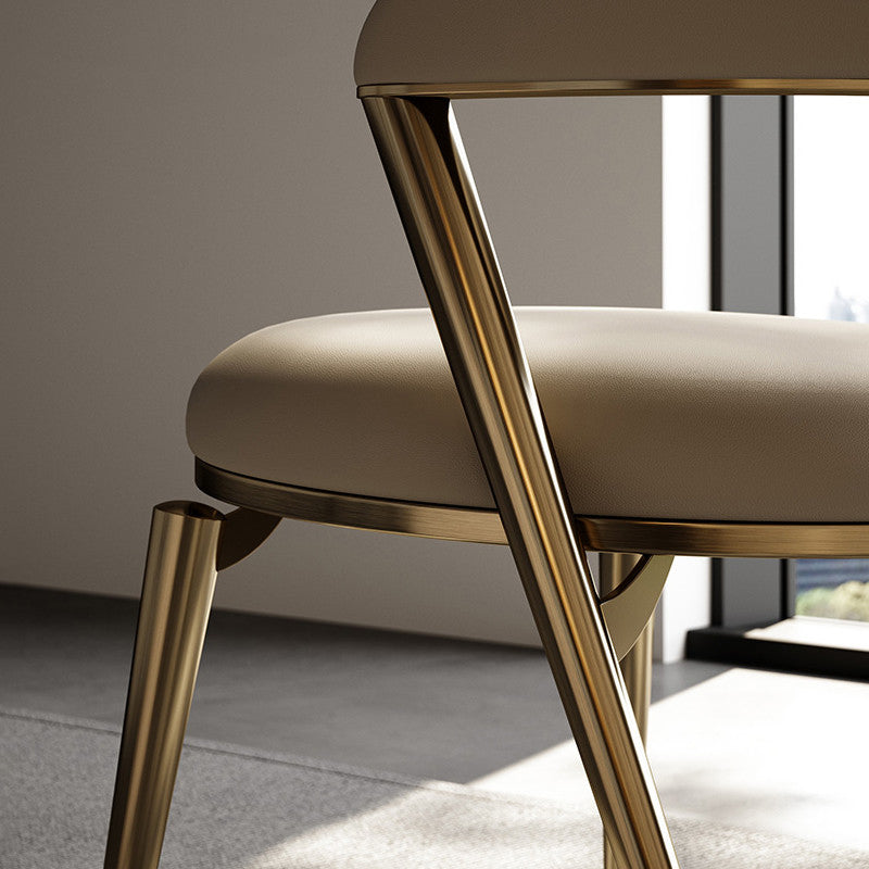 Glam Style Armless Dining Chairs Faux Leather Open Back Dining Side Chair