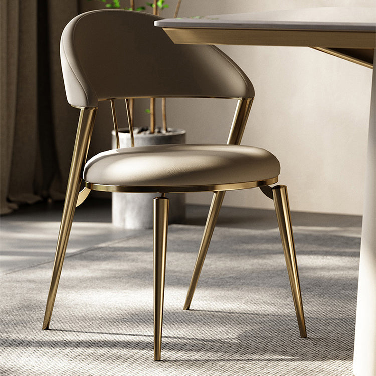 Glam Style Armless Dining Chairs Faux Leather Open Back Dining Side Chair