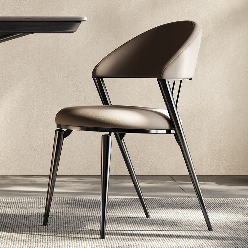 Glam Style Armless Dining Chairs Faux Leather Open Back Dining Side Chair