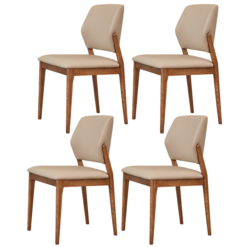 Ash Wood Legs Side Chair Modern Armless Dining Chairs with Upholstered