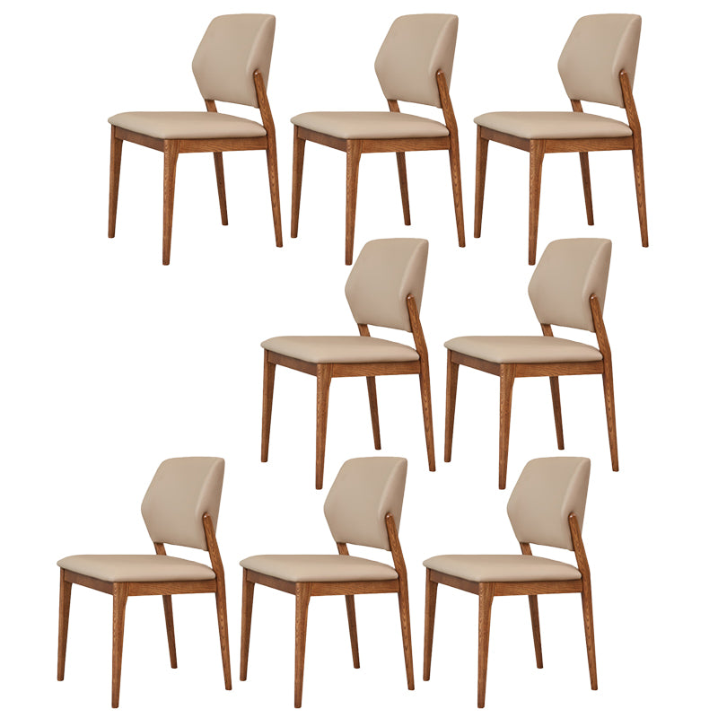 Ash Wood Legs Side Chair Modern Armless Dining Chairs with Upholstered