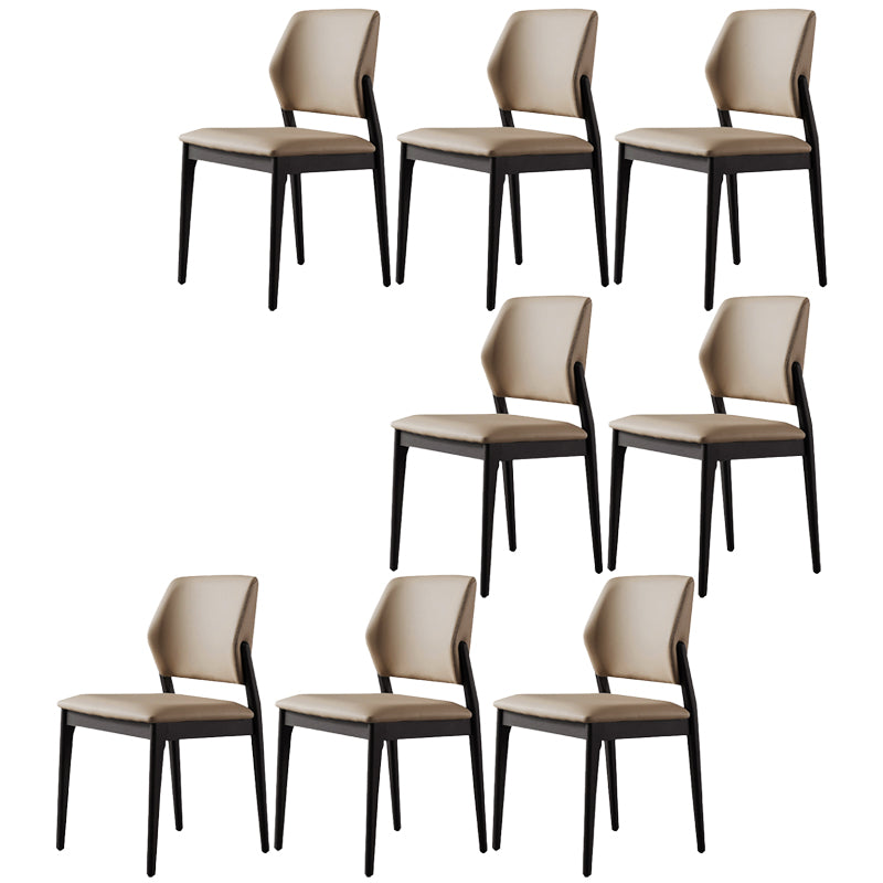 Ash Wood Legs Side Chair Modern Armless Dining Chairs with Upholstered