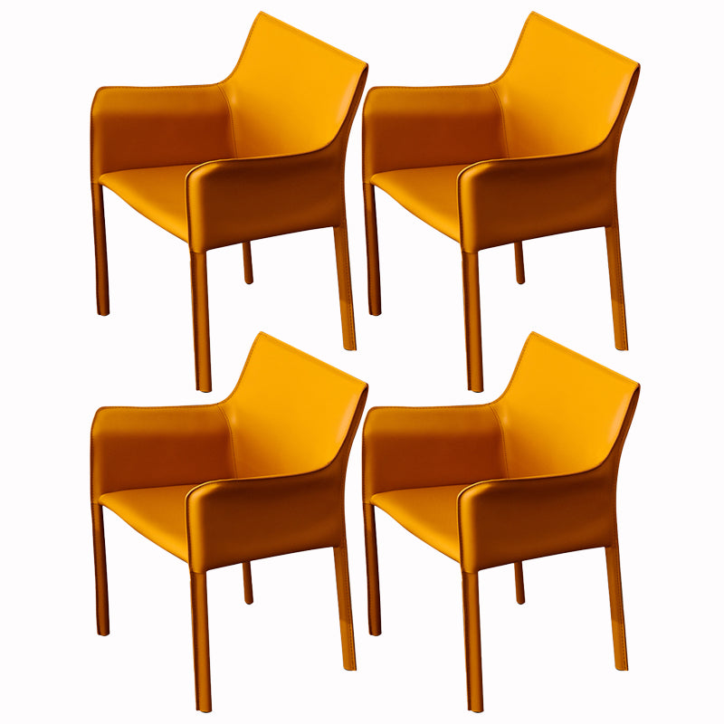 Modern Arm Dining Chair Faux Leather Low Back Dining Side Chair