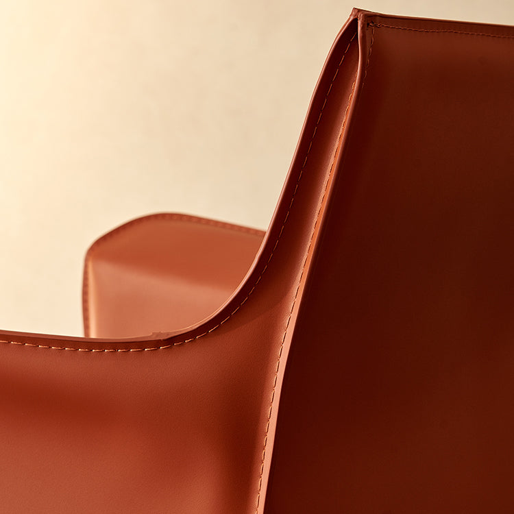 Modern Arm Dining Chair Faux Leather Low Back Dining Side Chair