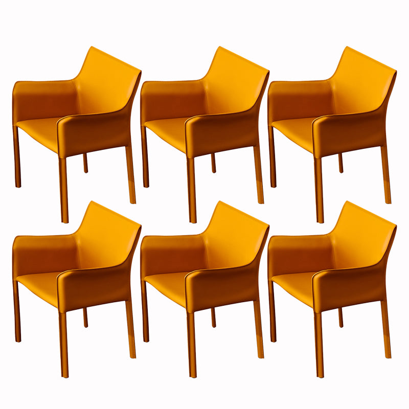 Modern Arm Dining Chair Faux Leather Low Back Dining Side Chair