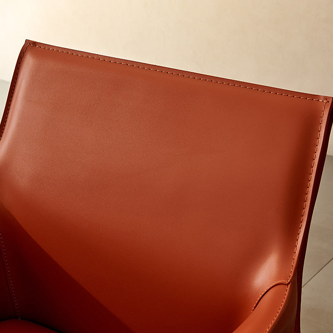 Modern Arm Dining Chair Faux Leather Low Back Dining Side Chair