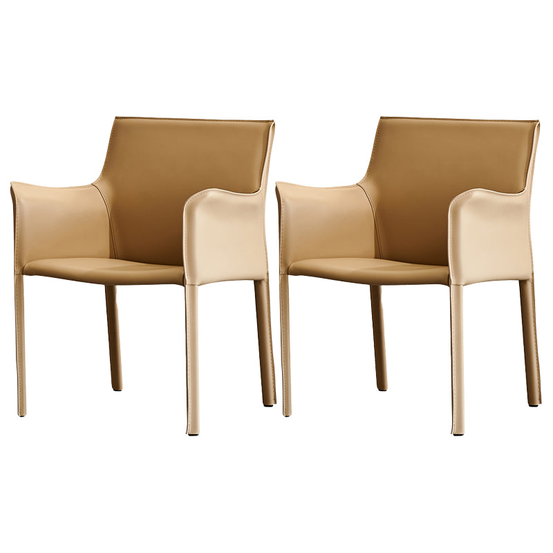 Modern Arm Dining Chair Faux Leather Low Back Dining Side Chair