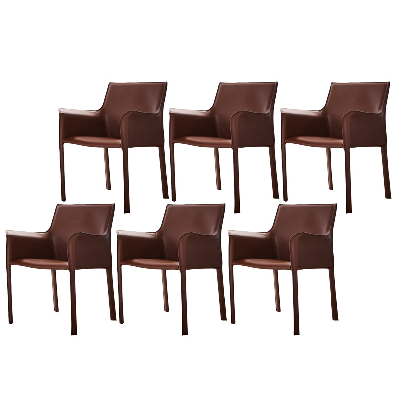 Modern Arm Dining Chair Faux Leather Low Back Dining Side Chair