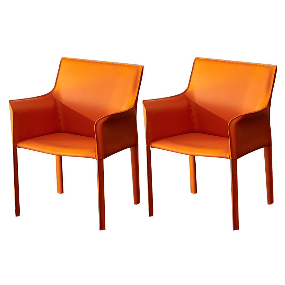 Modern Arm Dining Chair Faux Leather Low Back Dining Side Chair