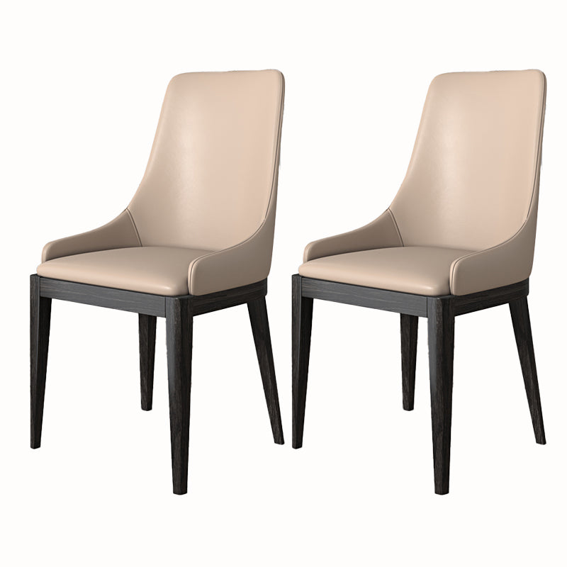 Modern Dining Room Chair Faux Leather and Wood Dining Side Chair